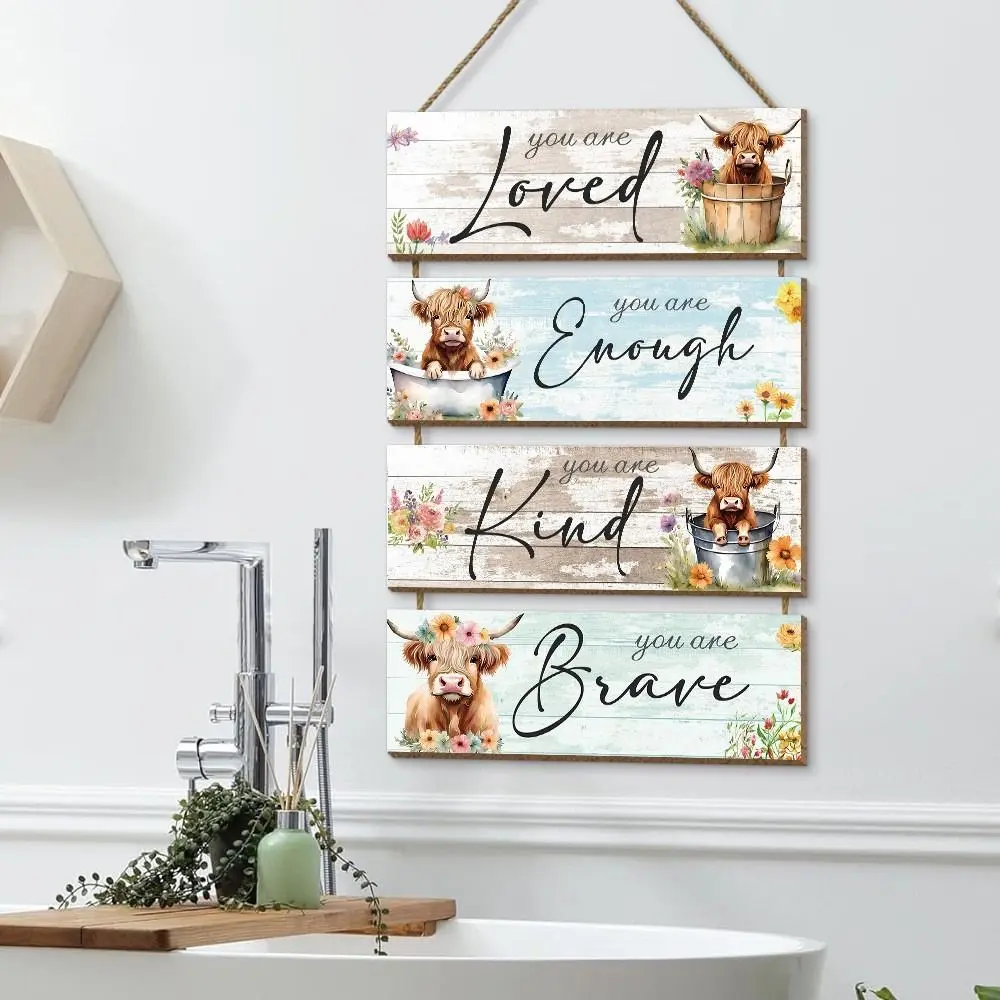 Rural Wooden Cow Sign Creative Exquisite Door Pendant Colorful Wall Hanging Gift