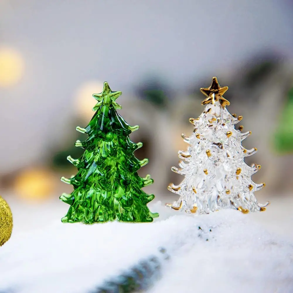 Beautiful 3D Crystal Tree Figurine Cute Exquisite Christmas Tree Miniature Handmade Tree Statue Desktop