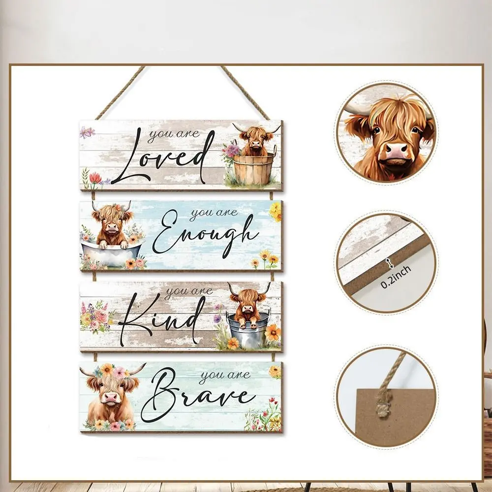 Rural Wooden Cow Sign Creative Exquisite Door Pendant Colorful Wall Hanging Gift