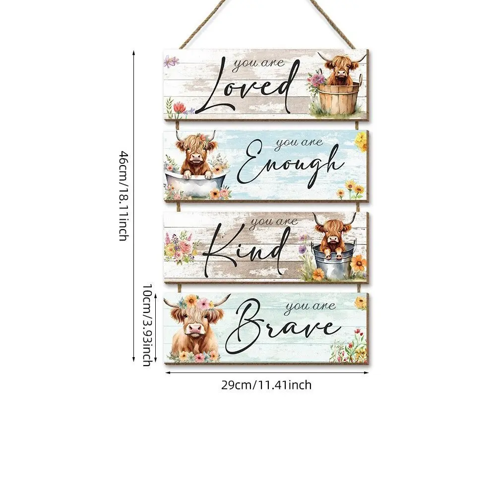Rural Wooden Cow Sign Creative Exquisite Door Pendant Colorful Wall Hanging Gift