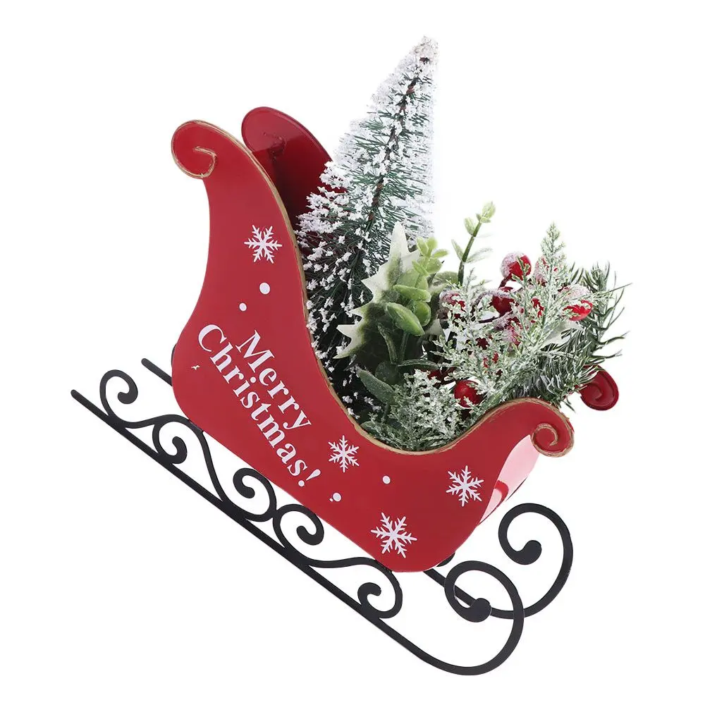 Wrought Iron Sleigh Car Ornament Durable Reusable Christmas Sleigh Ornament Unique Santa Claus Sled Figurine Living Room