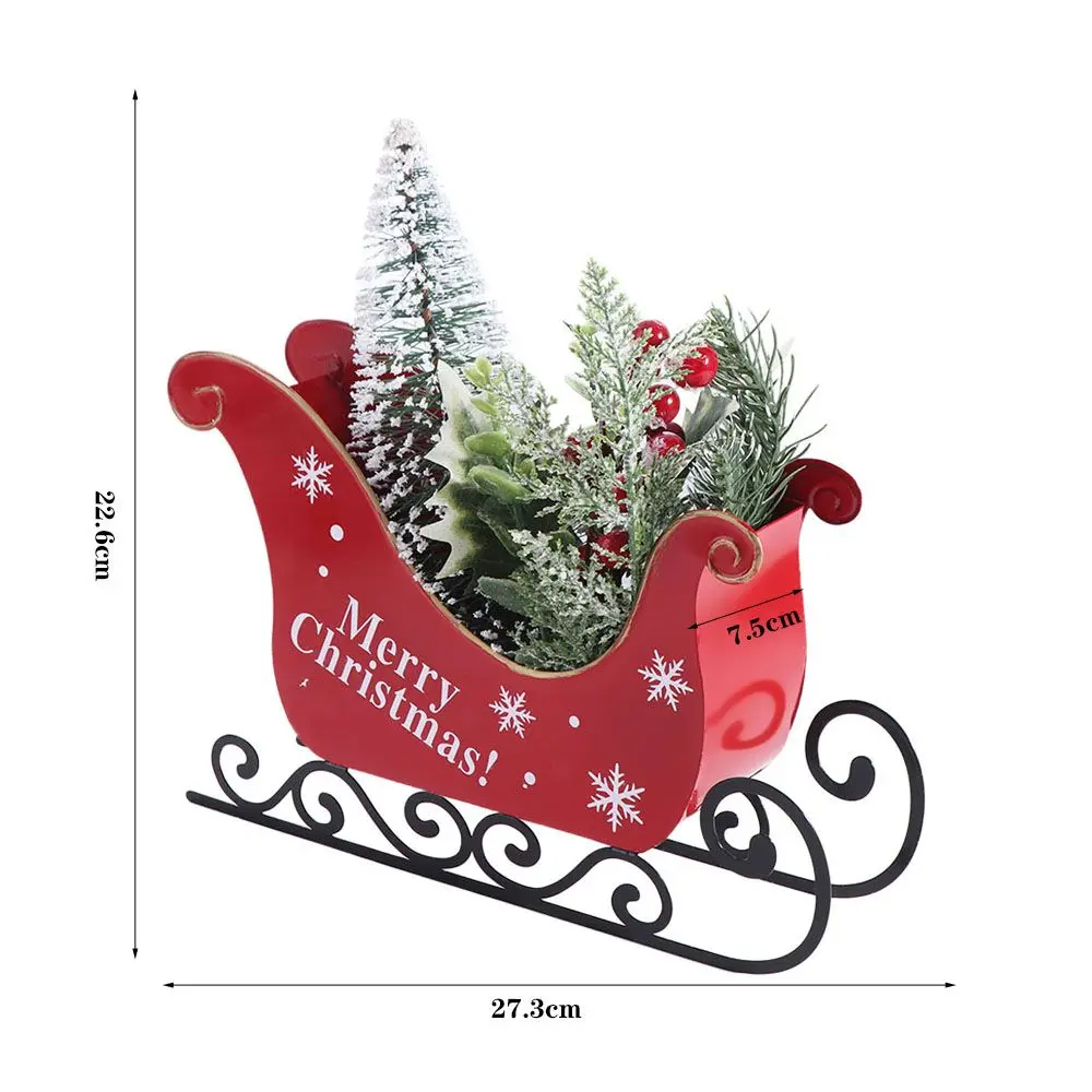 Wrought Iron Sleigh Car Ornament Durable Reusable Christmas Sleigh Ornament Unique Santa Claus Sled Figurine Living Room