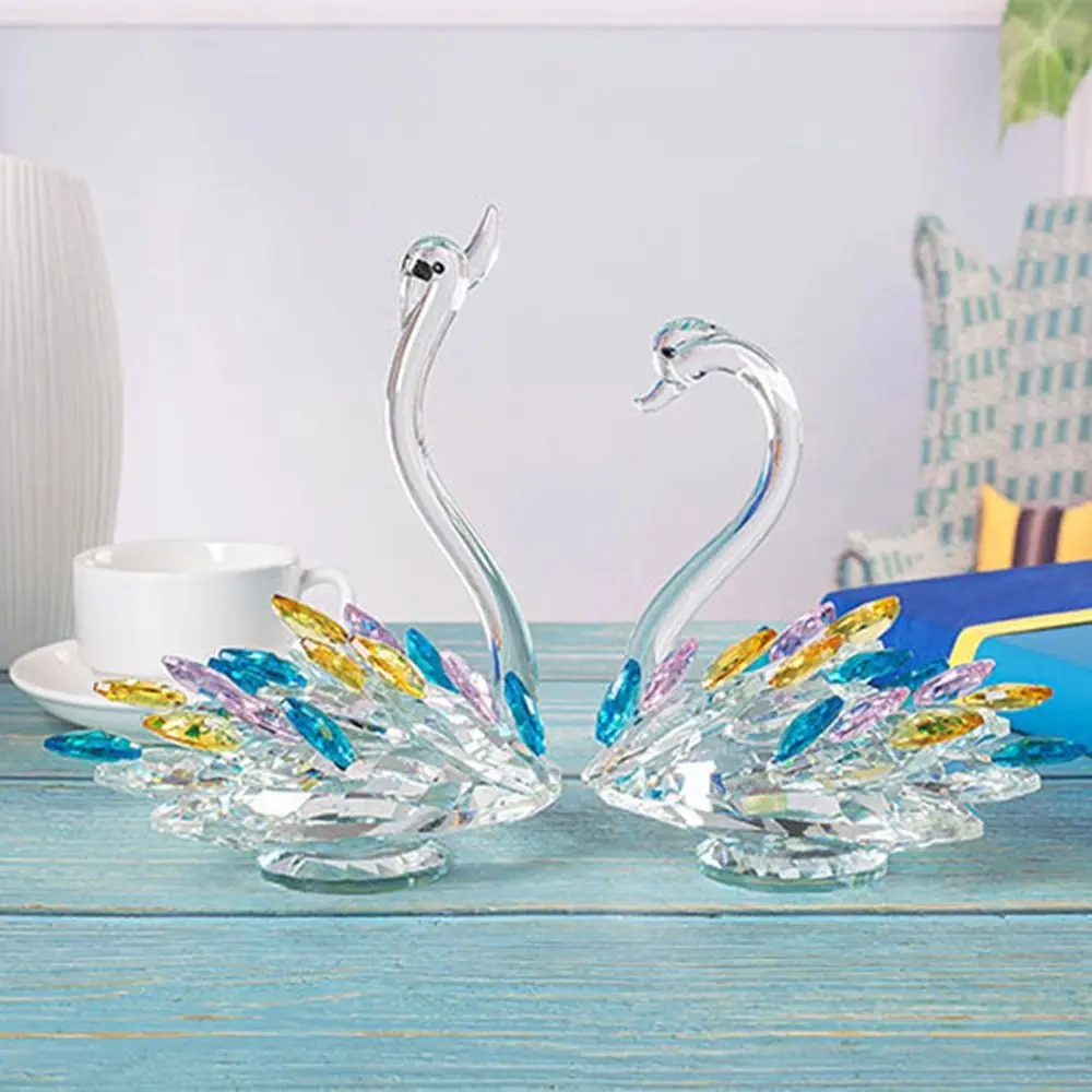 Exquisite Crystal Swan Figurine Creative Mini Swan Statue Elegant Crafts Crystal Desktop Ornaments Home Decoration