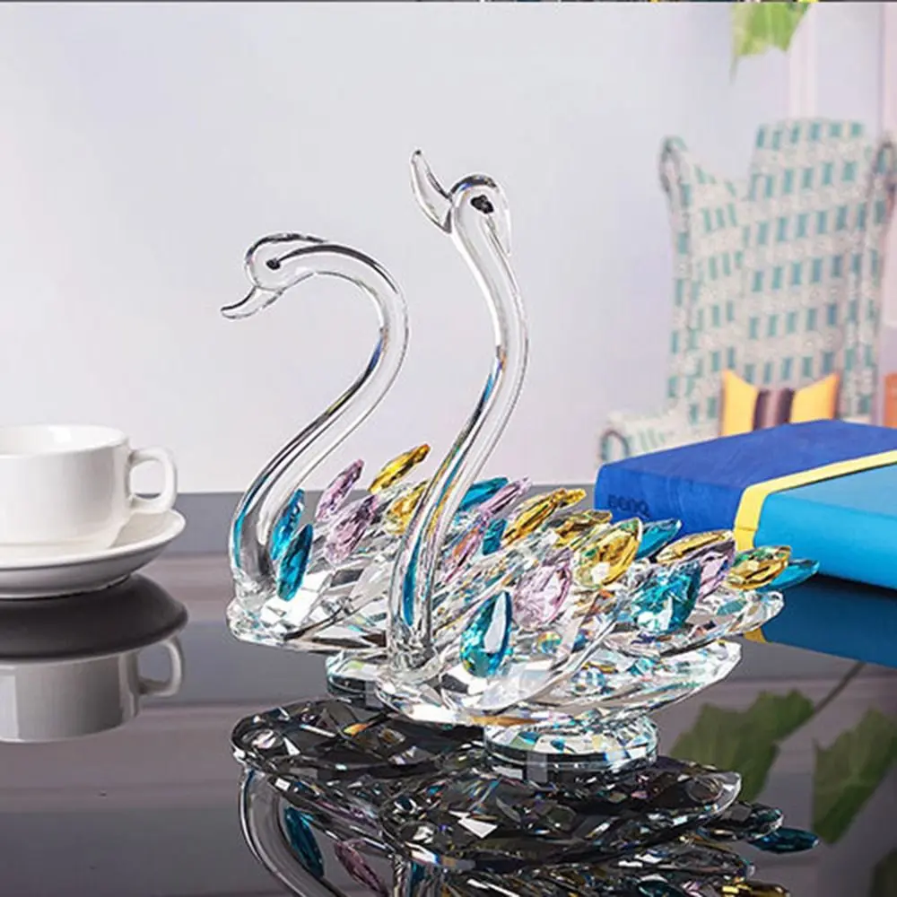 Exquisite Crystal Swan Figurine Creative Mini Swan Statue Elegant Crafts Crystal Desktop Ornaments Home Decoration