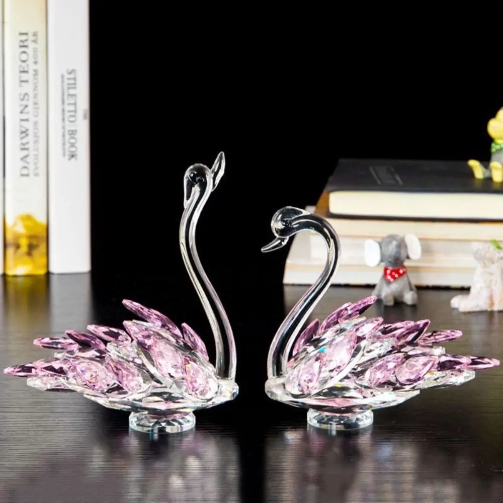 Exquisite Crystal Swan Figurine Creative Mini Swan Statue Elegant Crafts Crystal Desktop Ornaments Home Decoration