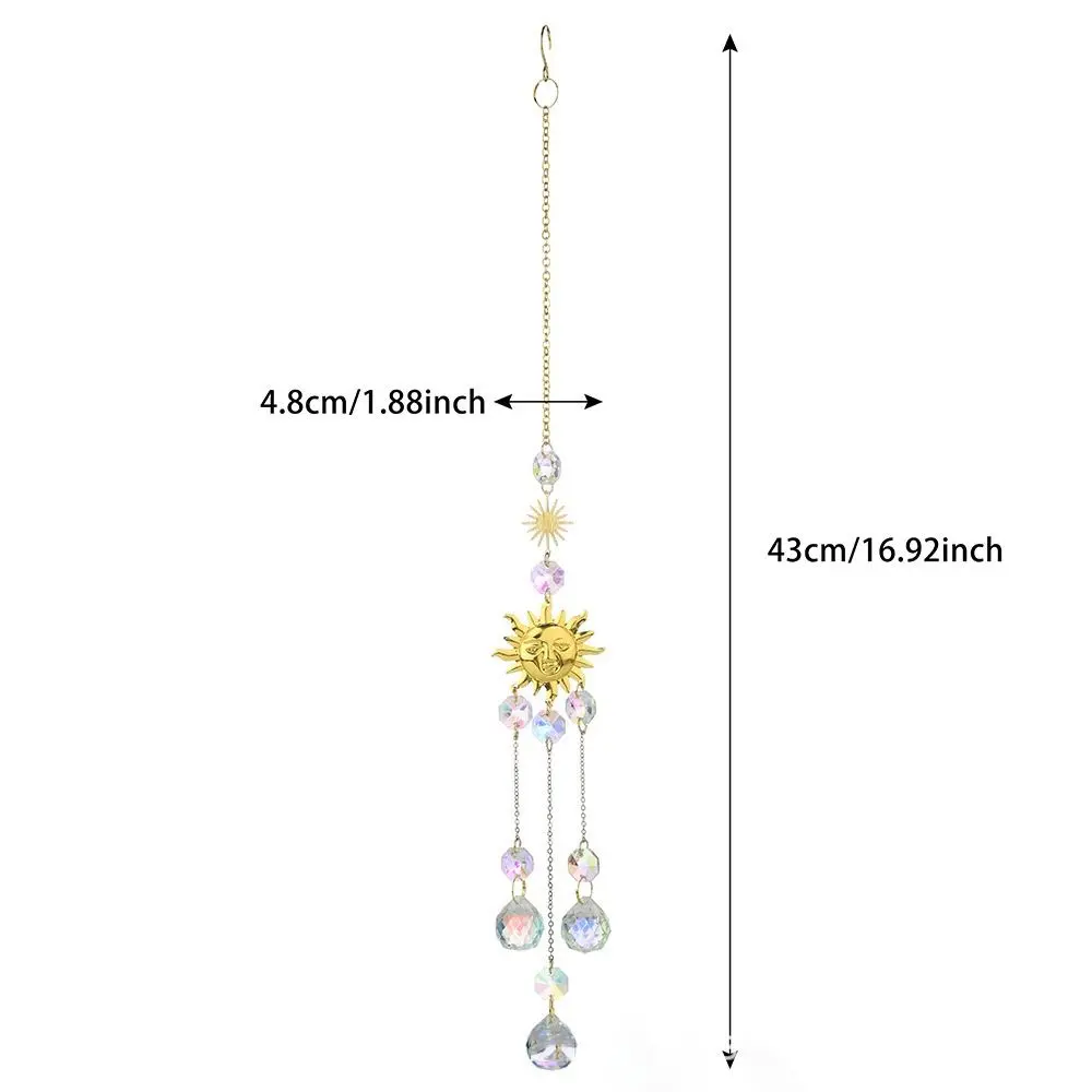 Festival Gift Moon Crystal Pendant Prismas Creative Wind Chime DIY Crafts Hanging Ornament Rainbow Catcher Outdoor