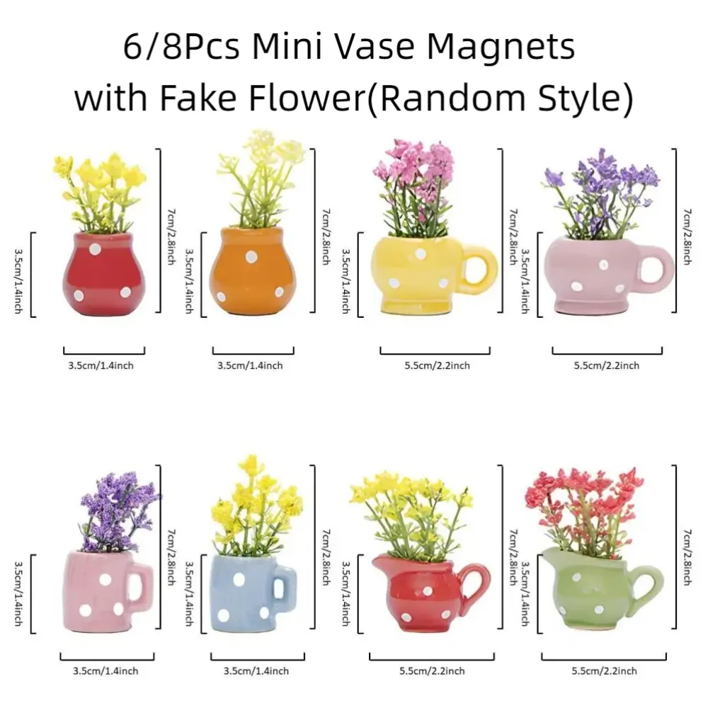 6/8Pcs Ceramic Mini Vase Magnets for Fridge Modern Exquisite Refrigerator Magnets Vase Personality DIY Tiny Magnetic Bud Vases