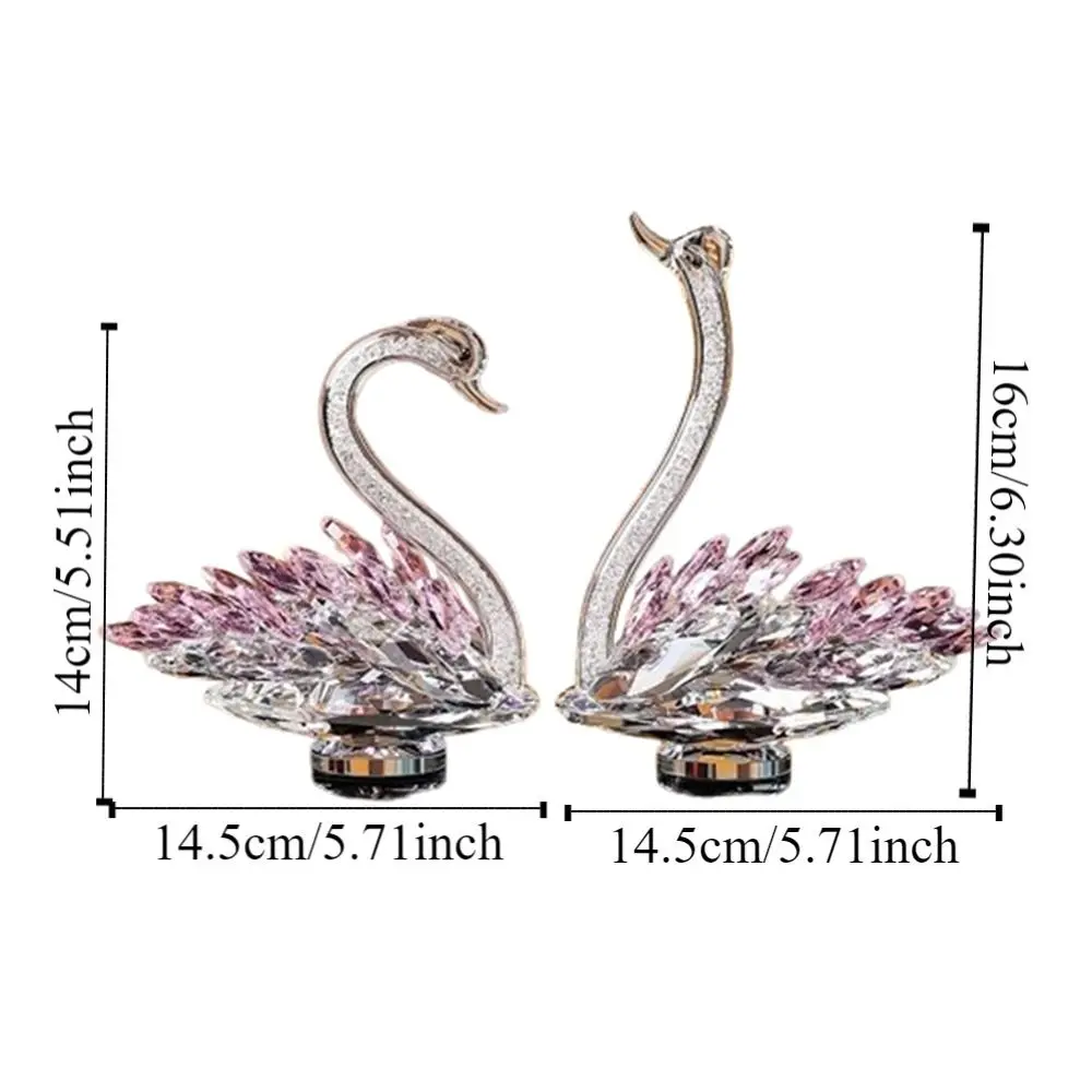 Exquisite Crystal Swan Figurine Creative Mini Swan Statue Elegant Crafts Crystal Desktop Ornaments Home Decoration