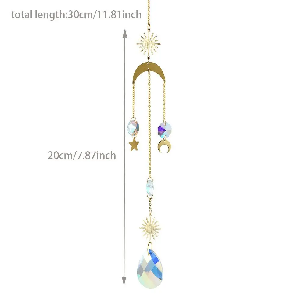 Festival Gift Moon Crystal Pendant Prismas Creative Wind Chime DIY Crafts Hanging Ornament Rainbow Catcher Outdoor