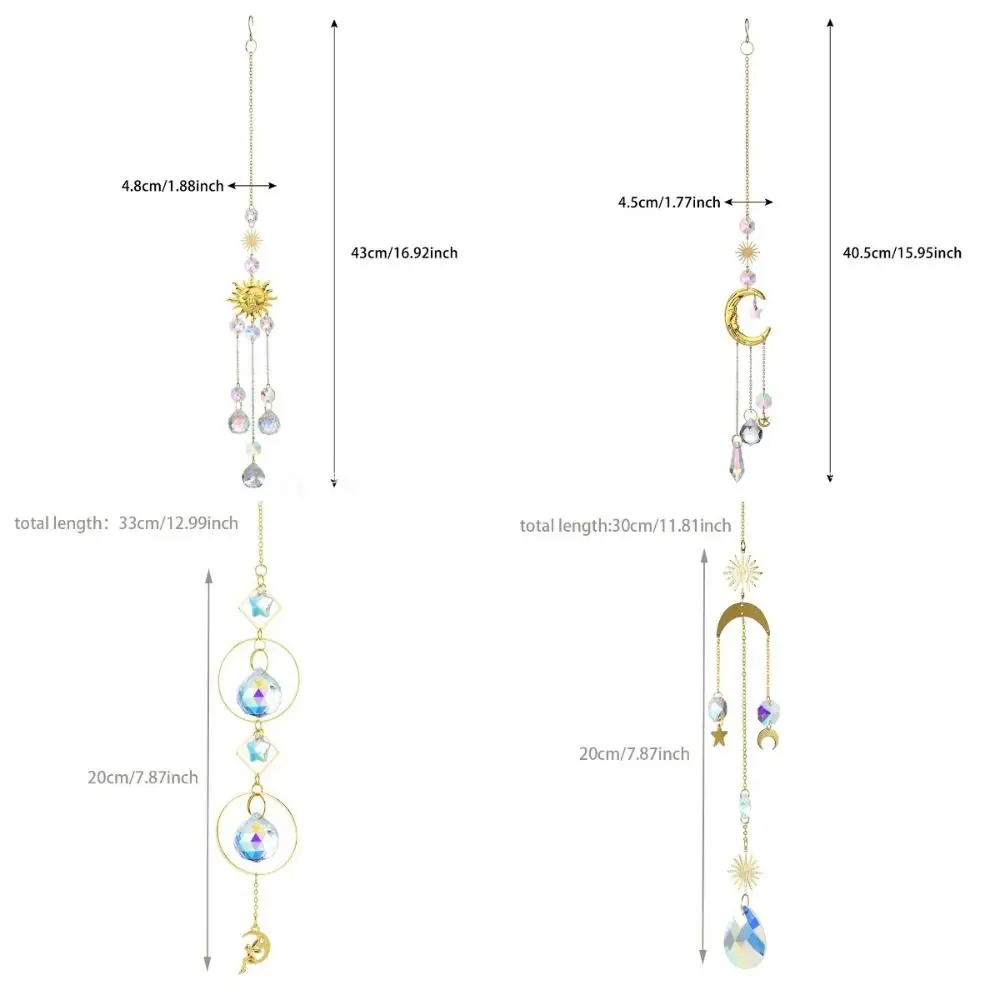 Festival Gift Moon Crystal Pendant Prismas Creative Wind Chime DIY Crafts Hanging Ornament Rainbow Catcher Outdoor