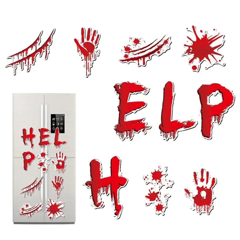 10pcs Funny Halloween Bleeding Magnets Resin Realistic Bleeding Magnetic Sticker Scary Halloween Fridge Magnet Home Decoration