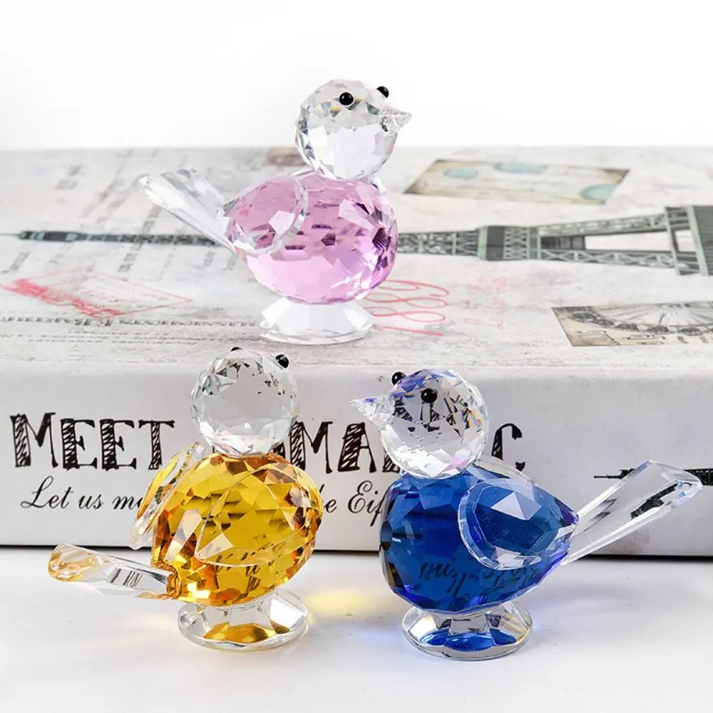 Creative Exquisite Crystal Bird Ornaments Cute Crystal Craft Bird Figurines Cartoon Simulation Bird Ornaments Room Decor