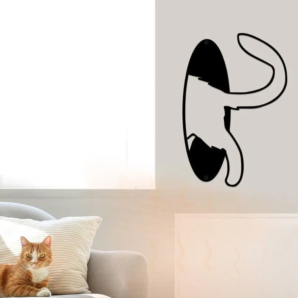2Pcs/set Modern Black Cat Hanging Pendant Handmade Cartoon Metal Wall Ornaments Iron Art Cat Wall Hanging Ornaments Bedroom