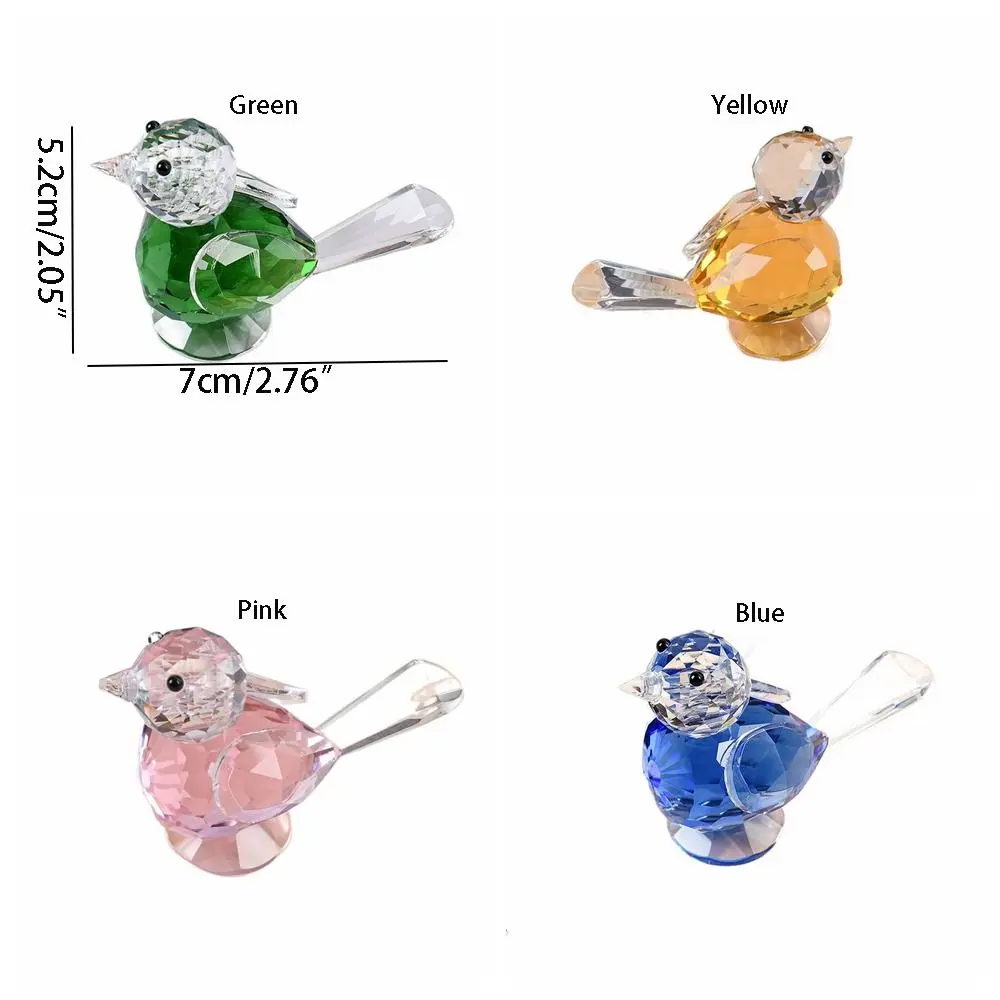 Creative Exquisite Crystal Bird Ornaments Cute Crystal Craft Bird Figurines Cartoon Simulation Bird Ornaments Room Decor