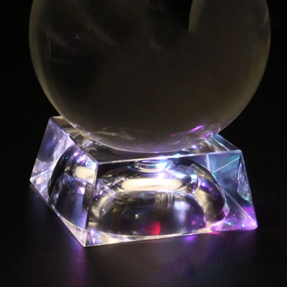 Home Decoration LED Glass Sphere Holder Transparent Decorative Crystal Ball Stand Luminous Multi Color Changing