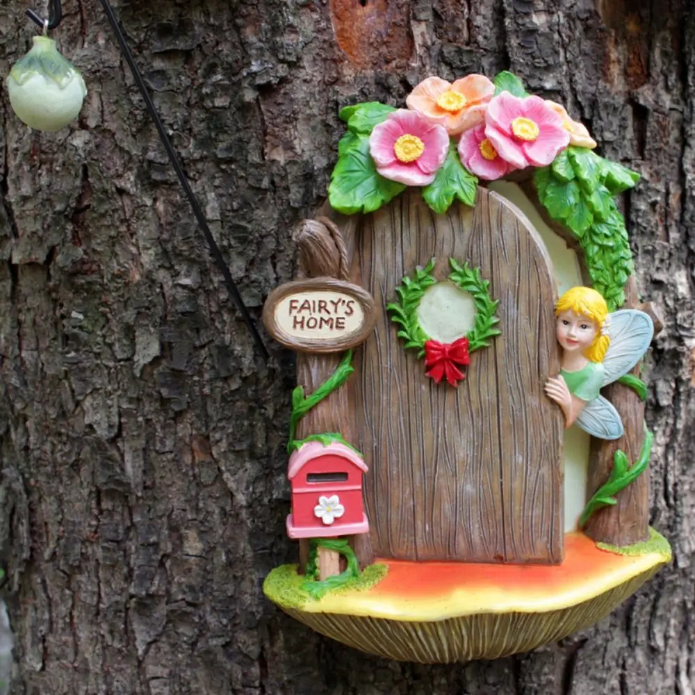 4Pcs/set Glow In The Dark Fairy Door Statue Handicraft Miniature Fairy Miniature Model Resin Crafts Resin Fairy Ornaments