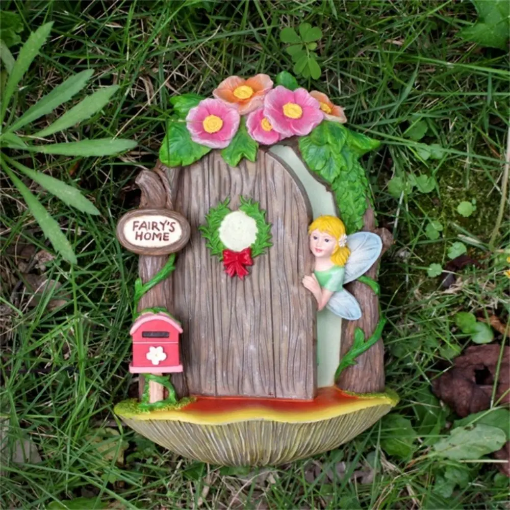 4Pcs/set Glow In The Dark Fairy Door Statue Handicraft Miniature Fairy Miniature Model Resin Crafts Resin Fairy Ornaments