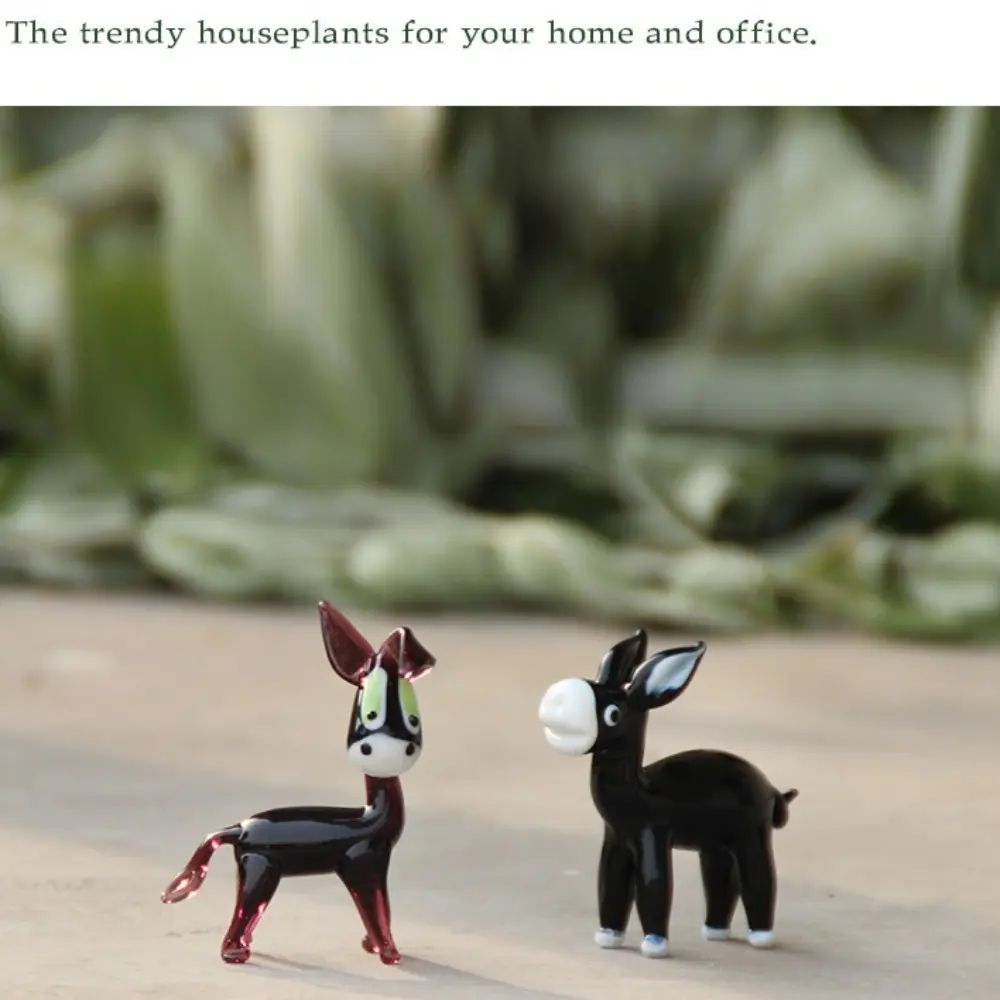 Lovely Miniature Donkey Crafts Cute Small Crystal Donkey Figurines Paperweight Gift Glass Animal Ornament Home Decor