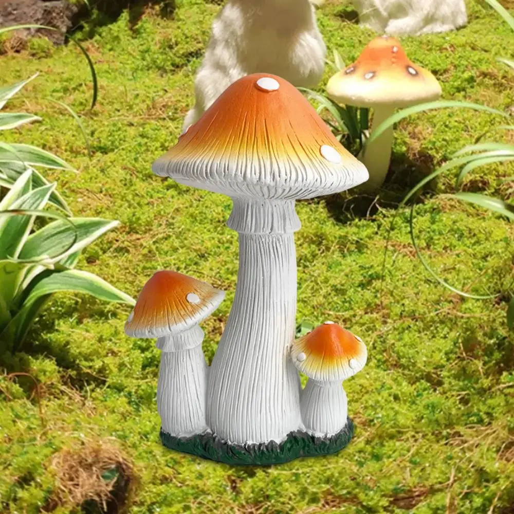 Resin Simulated Mushroom Statue Creative Eco-friendly Mushroom Figurine Artificial Waterproof Garden Miniature Sculptures