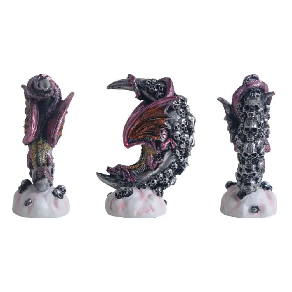 Moonlight Shaped Halloween Skeleton Moonlon Unique Resin Crafts Skeleton Moonlon Statue Sturdy Moonlon Dragon Ornaments Home