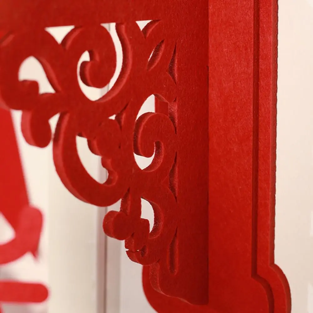 2cps Red Chinese Felt Lantern Non-woven Fabric Three-dimensional Chinese New Year Lantern Hanging Decoration