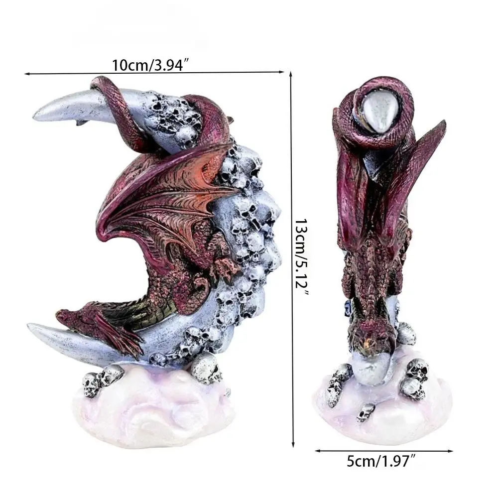 Moonlight Shaped Halloween Skeleton Moonlon Unique Resin Crafts Skeleton Moonlon Statue Sturdy Moonlon Dragon Ornaments Home