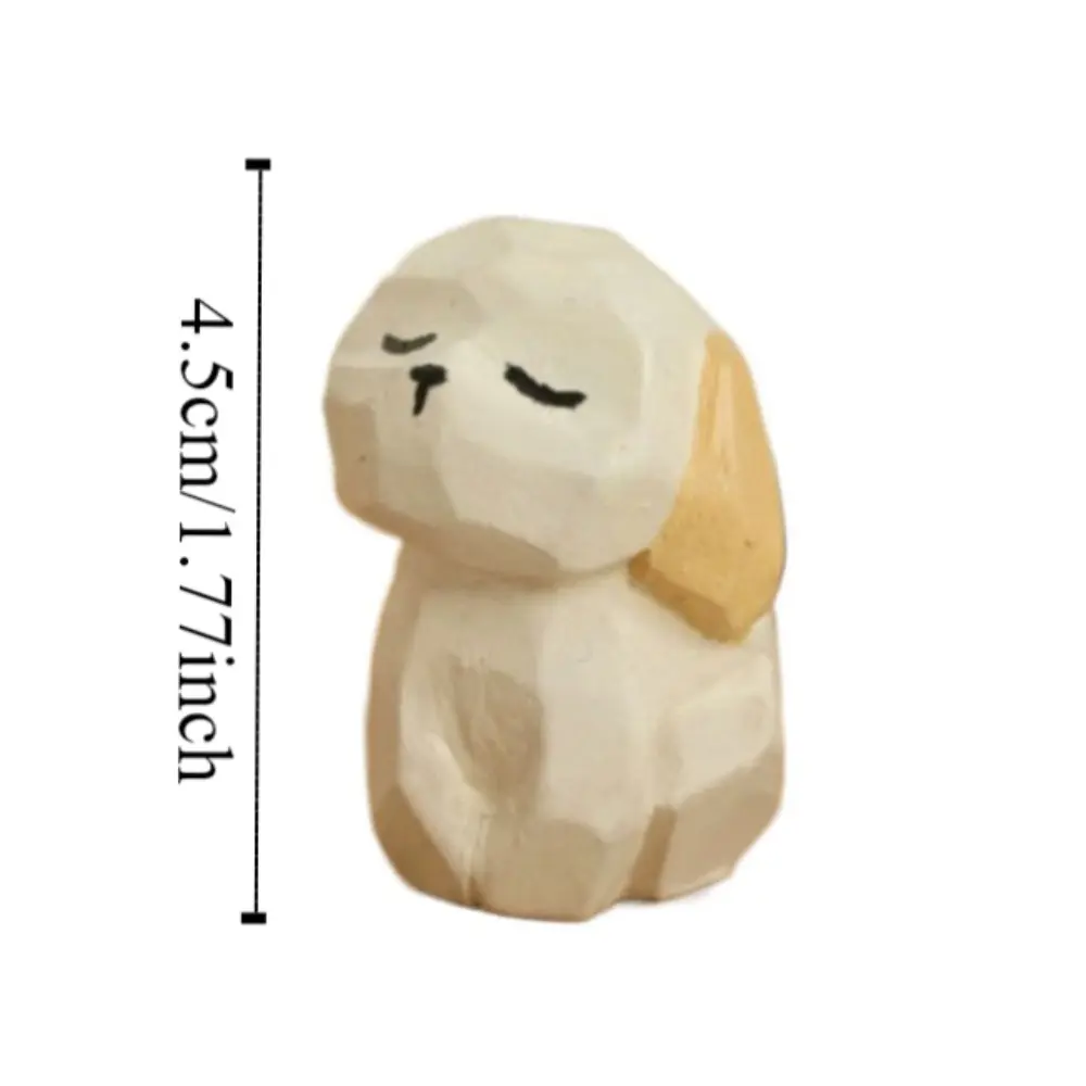 Home Decoration Wooden Carving Cat Ornament Dog Sheep Animals Ornament Cute Handmade Small Rabbit Model Kids