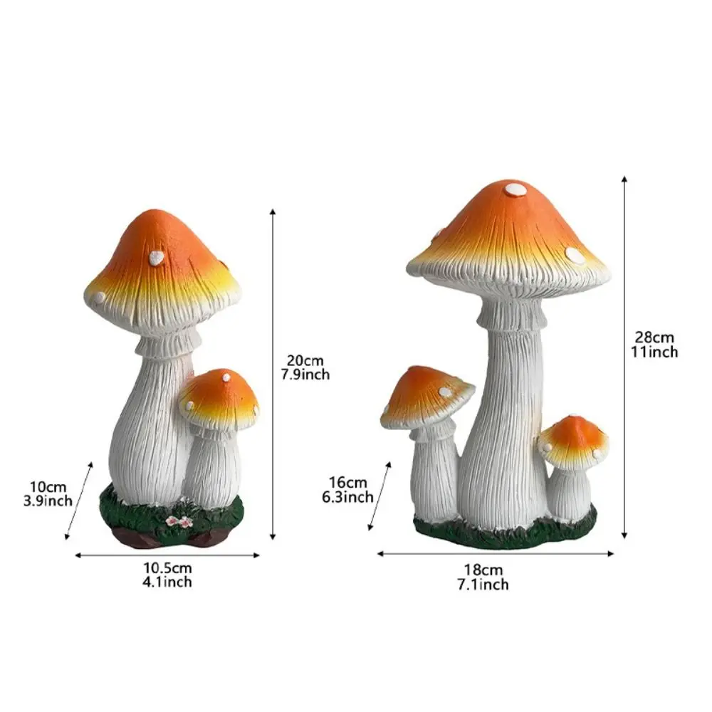 Resin Simulated Mushroom Statue Creative Eco-friendly Mushroom Figurine Artificial Waterproof Garden Miniature Sculptures