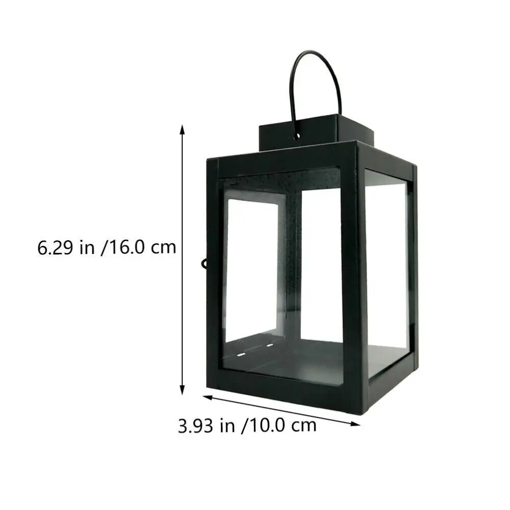 Simple Wind-proof Iron Wind Lamp Wrought Iron Black Lantern Candle Stand Handheld Outdoor Hanging Lantern Festival Gift