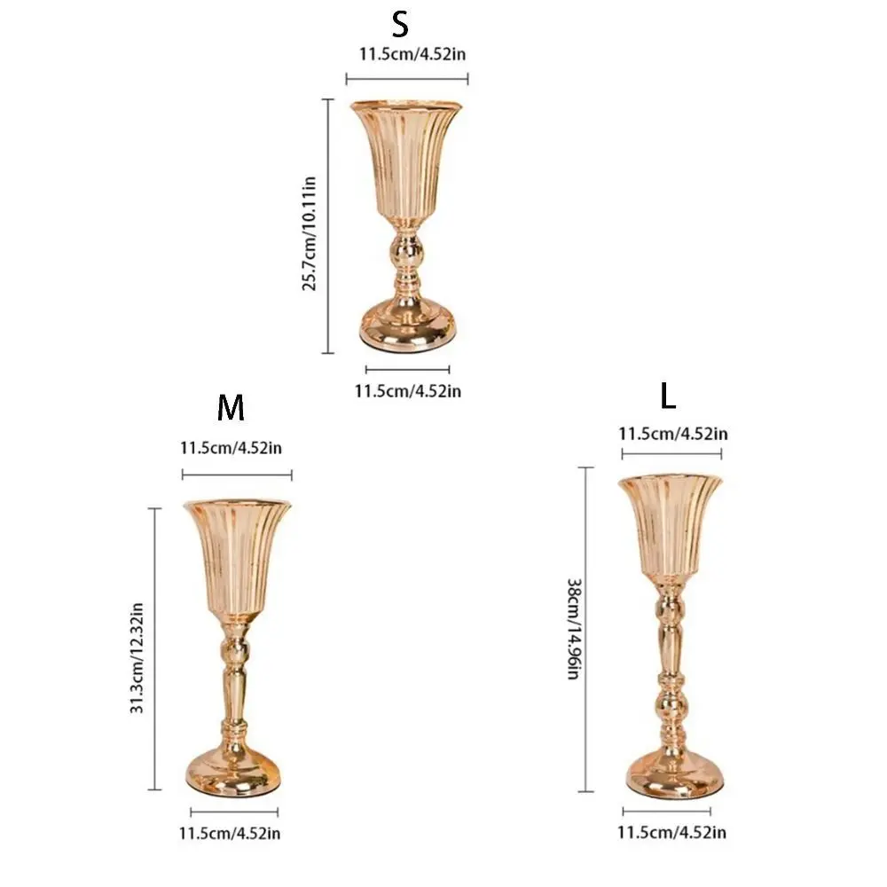 Wrought Iron Gold Iron Vase Anti-fall FIower Art Wedding Photo Props Golden Simulated Flower Holders Wedding Arrangement