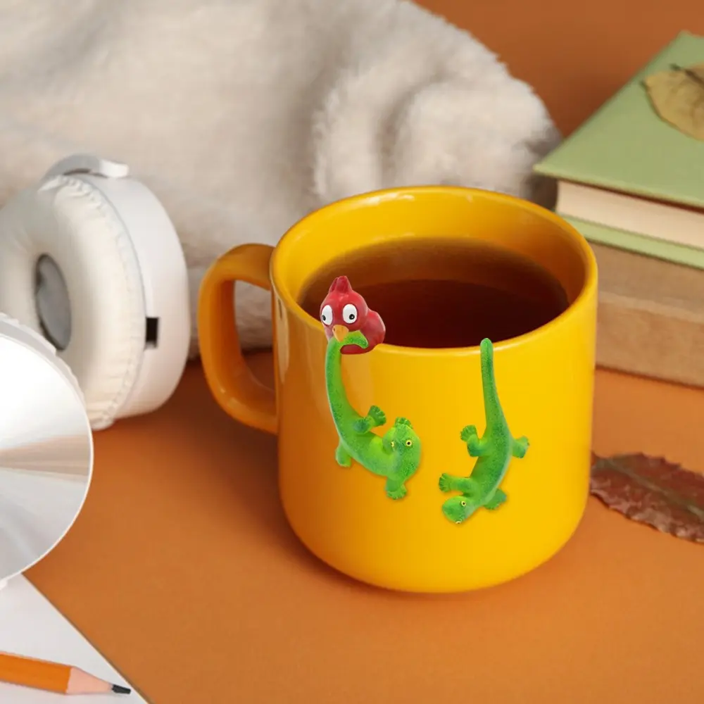 Cartoon Gecko Lizard Figurine Set Green Cute Lizard Bonsai Pendant Handicraft Resin Crafts Climbing Gecko Ornaments