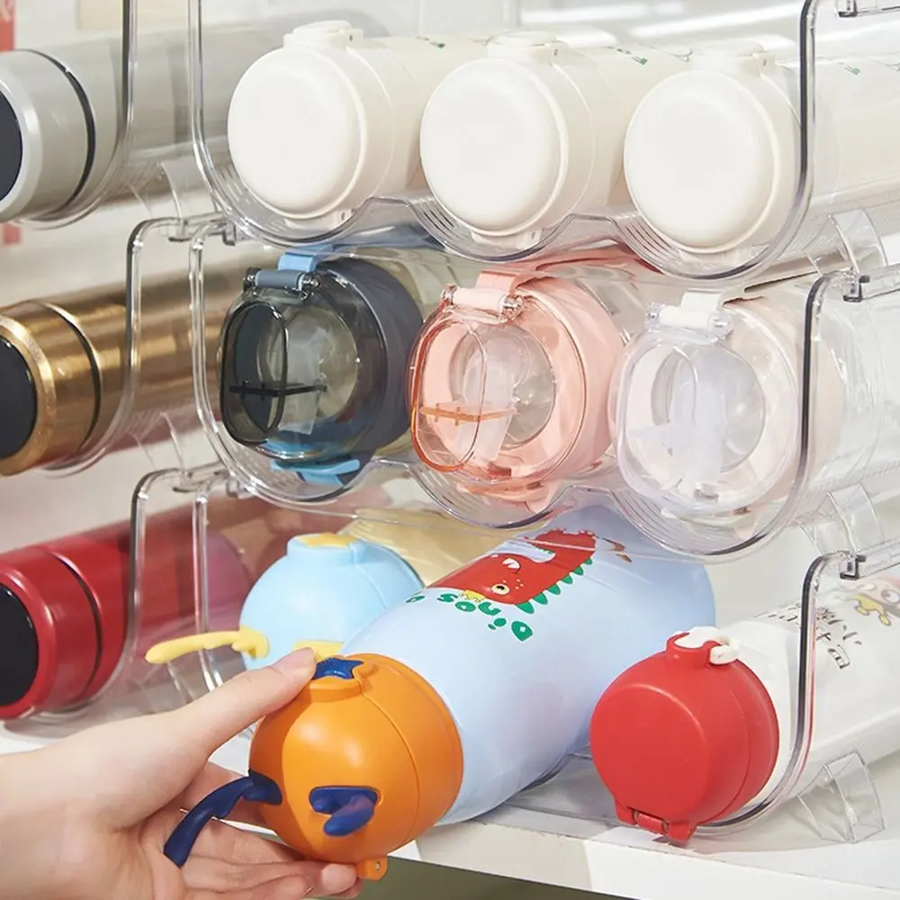 Plastic Cup Holder Transparent Stackable Water Bottle Holder Anti-Fall Saving Space Water Bottle Storage Rack Pantry