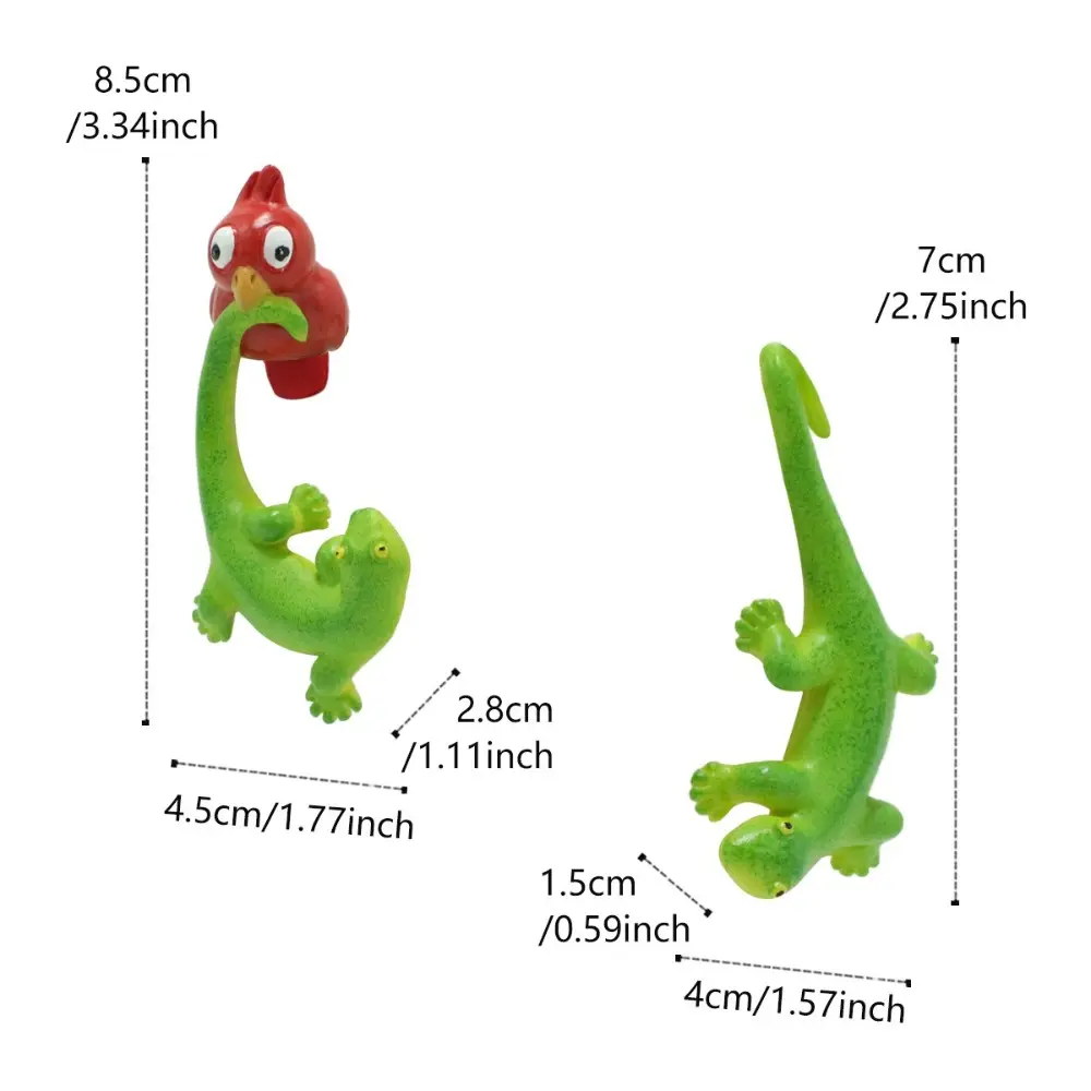 Cartoon Gecko Lizard Figurine Set Green Cute Lizard Bonsai Pendant Handicraft Resin Crafts Climbing Gecko Ornaments