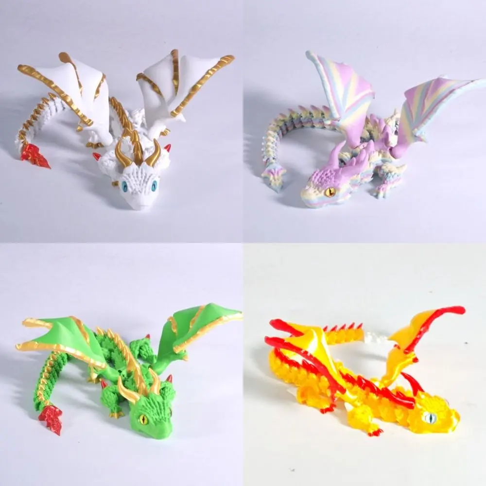 Realistic 3D Printed Dragon Toy Flexible Articulated Simulated Dragon Ornament Desktop Ornament Home Decor