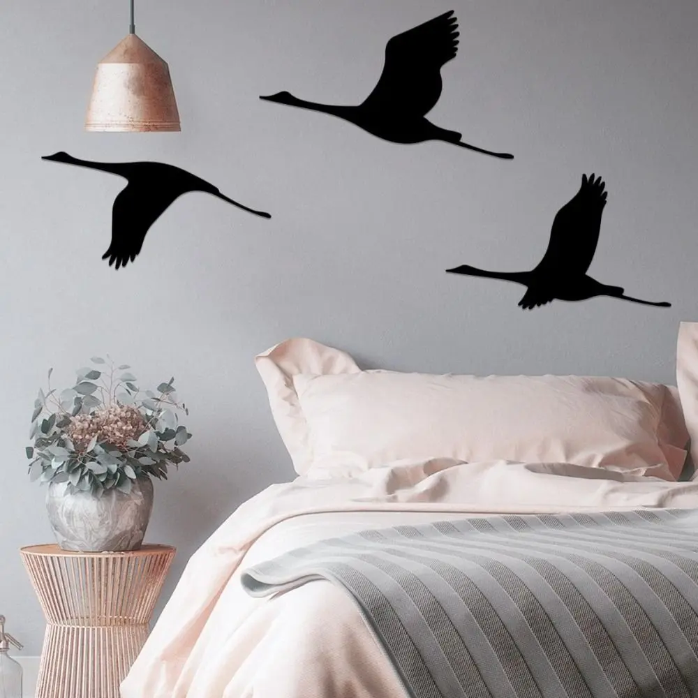 3Pcs/set Fashion Black Wild Goose Wall Pendant Unique Cute Bird Hanging Pendant Cartoon Metal Hanging Ornaments Home Decor