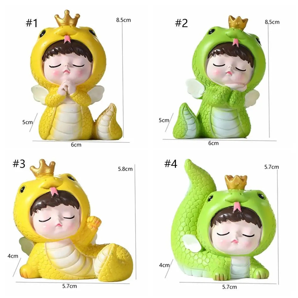 Small Crown Snake Baby Figurine Traditional Year of The Snake Zodiac Snake Figurine Resin Crafts Chinese Style