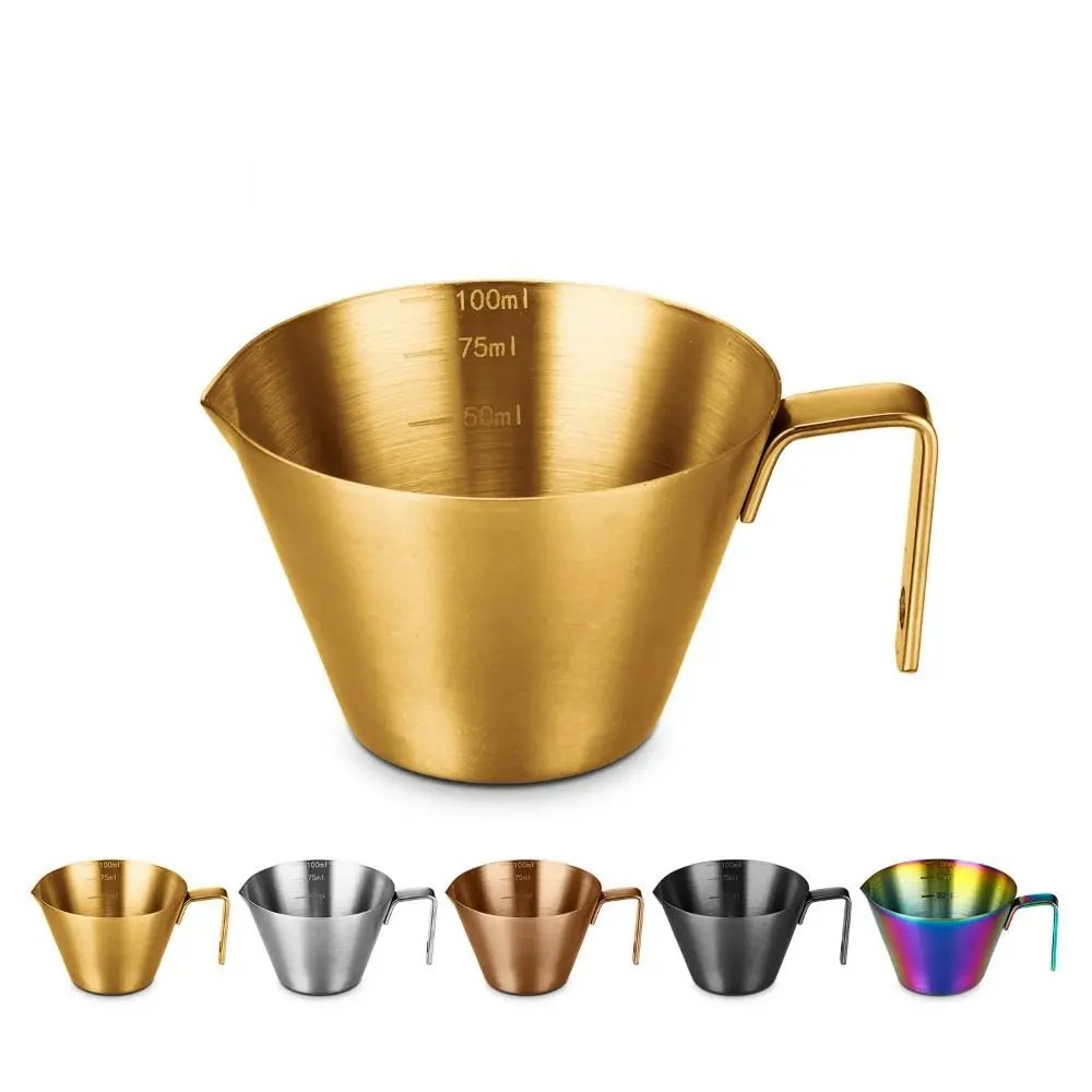 304 Stainless Steel Espresso Measuring Cup 100ml Small Coffee Bean Weighing Tool Scale Dishwasher Safe Coffee Pitcher Cup