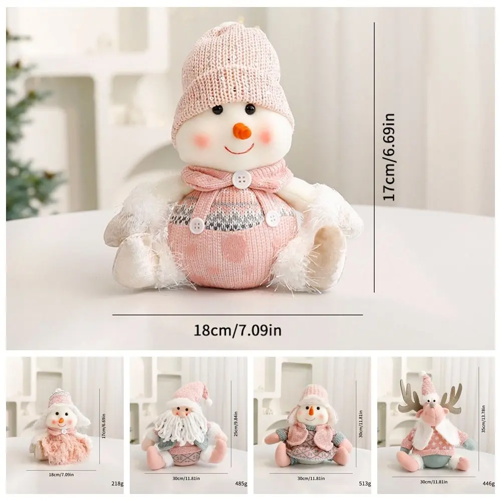 3D Christmas Pink Snowman Ornament Cute Cartoon Christmas Faceless Figurine Set Creative Three-dimensional