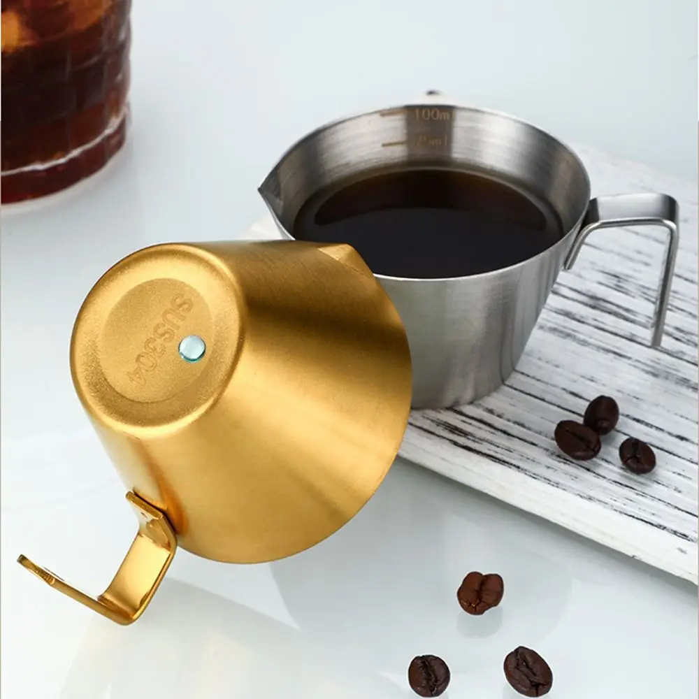 304 Stainless Steel Espresso Measuring Cup 100ml Small Coffee Bean Weighing Tool Scale Dishwasher Safe Coffee Pitcher Cup