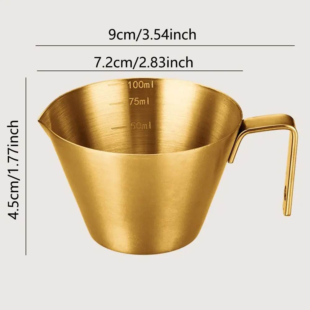 304 Stainless Steel Espresso Measuring Cup 100ml Small Coffee Bean Weighing Tool Scale Dishwasher Safe Coffee Pitcher Cup
