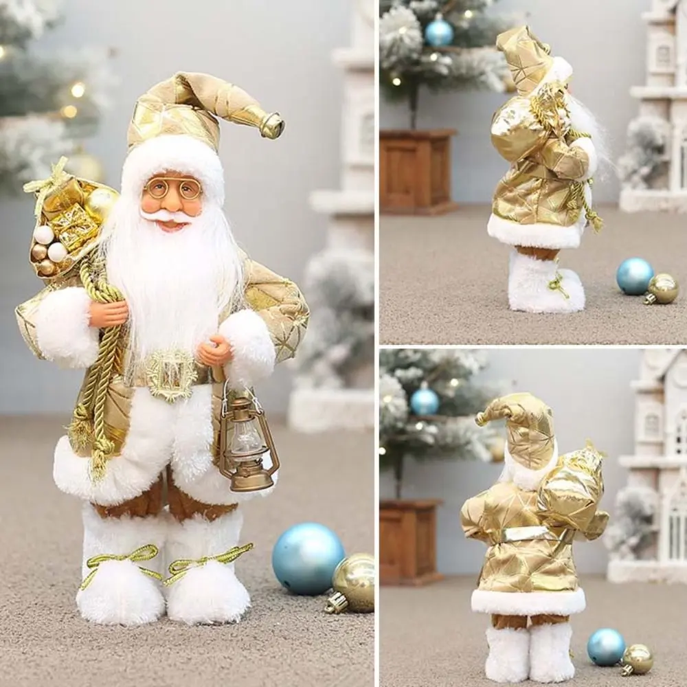Santa Toy 12 in Santa Doll Wear Glasses Standing Santa Claus Figurine with Gift Bag Christmas Ornaments Navidad