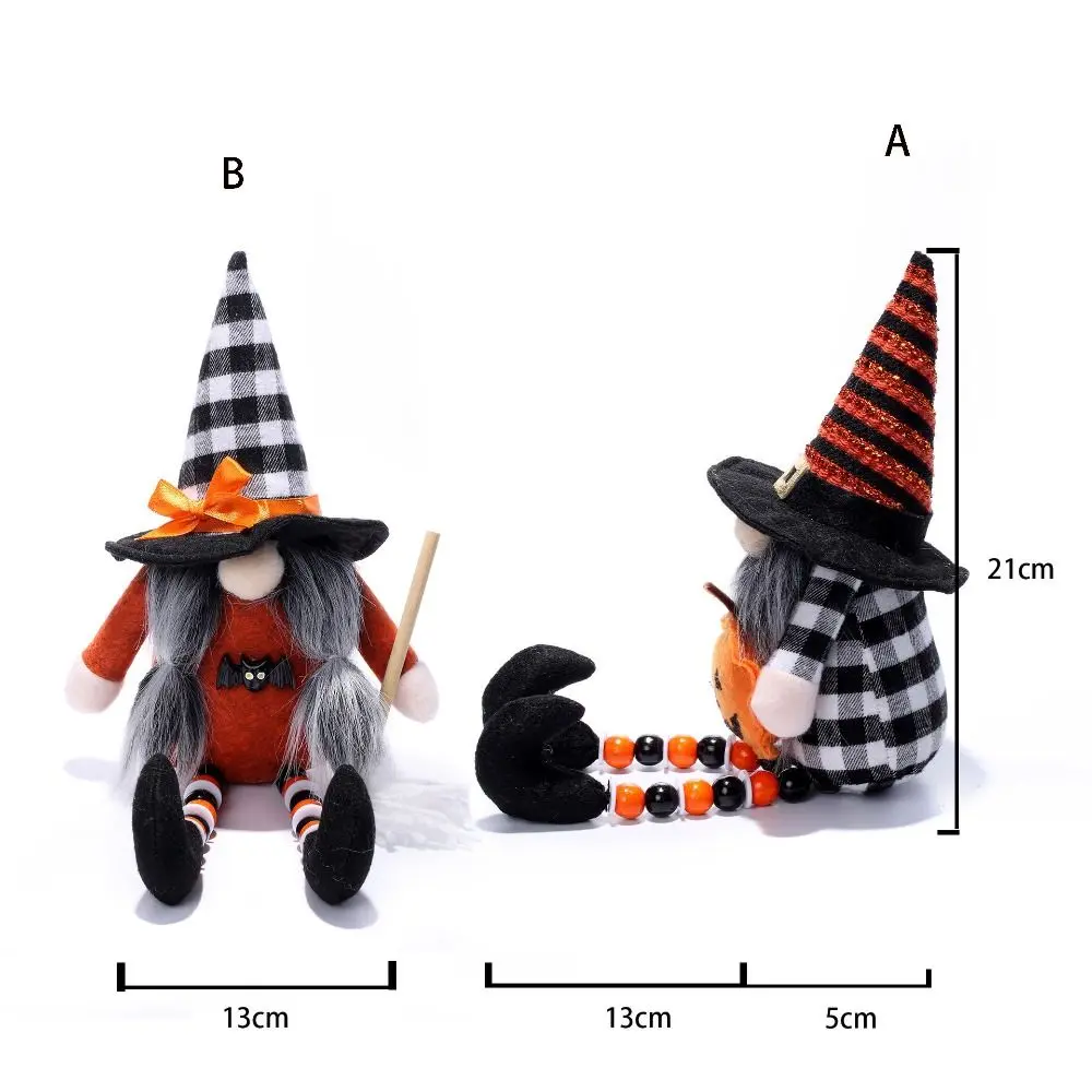 Handmade Halloween Dwarf Decoration Cartoon Creative Pumpkin Dwarf Faceless Doll Exquisite Unique Gnome Plush Toy Ornament