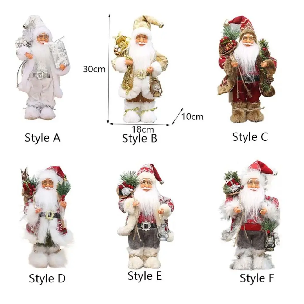 Santa Toy 12 in Santa Doll Wear Glasses Standing Santa Claus Figurine with Gift Bag Christmas Ornaments Navidad