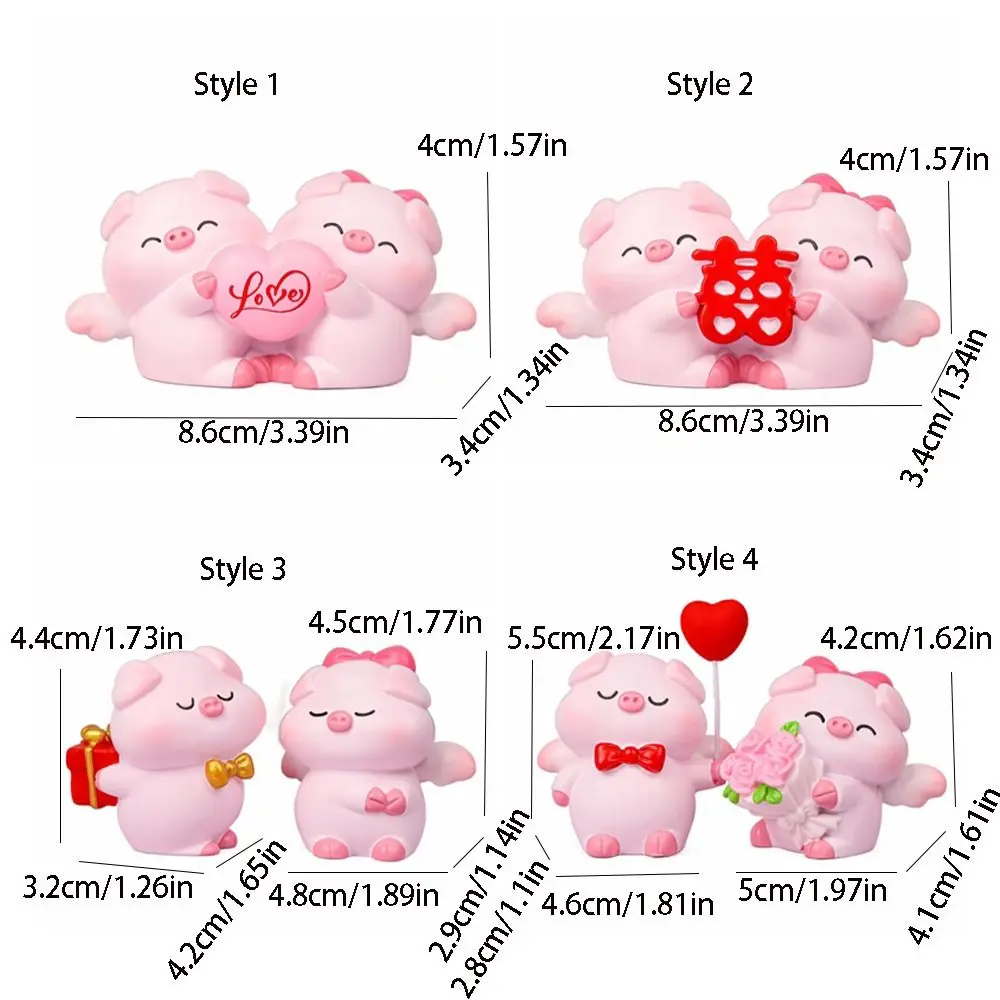 Crafts Resin Couple Piggy Ornament Cute Cartoon Pig Statue Creative Lovely Animal Sculpture Home