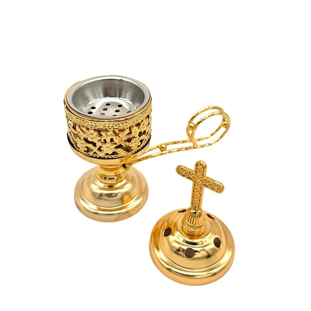 Simple Detachable Cross Aromatherapy Furnace Safe Handmade Metal Incense Tray Exquisite Antique Incense Stove Tea Hall