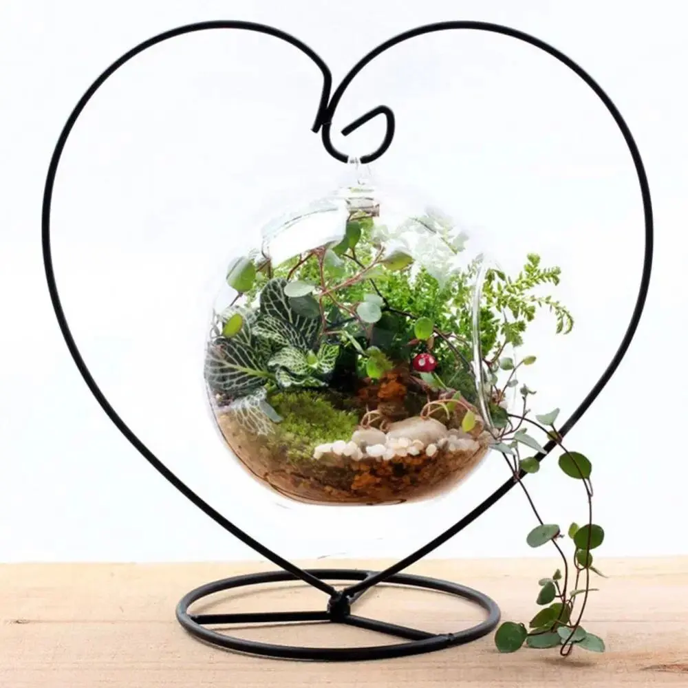 Double Hook Heart-shaped Flower Stand S-shaped Heart-shaped Iron Display Stand Simple Ecological Bottle Stand Plant