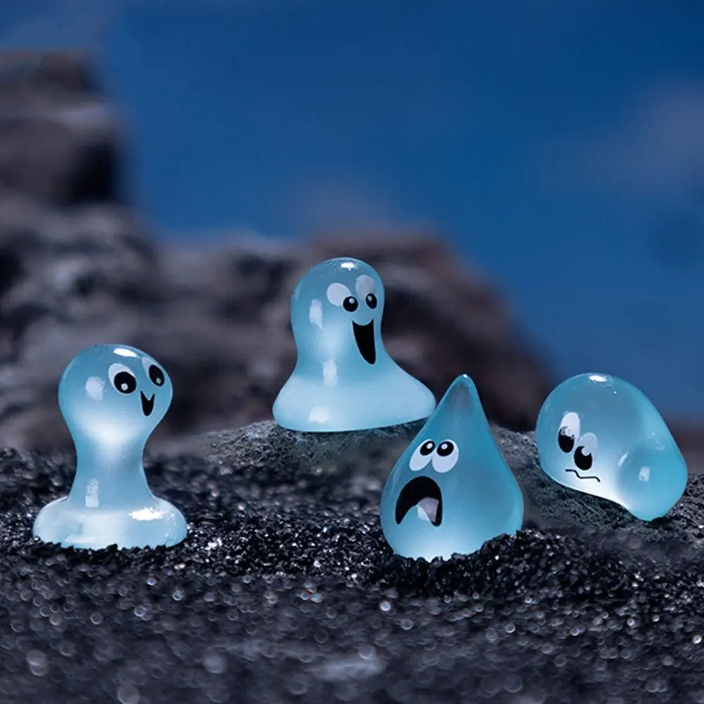 50pcs Cartoon Halloween Luminous Water Elf Figurine Resin Crafts Cute Mini Water Elf Ornament DIY Charming Waterdrop Statue Toy