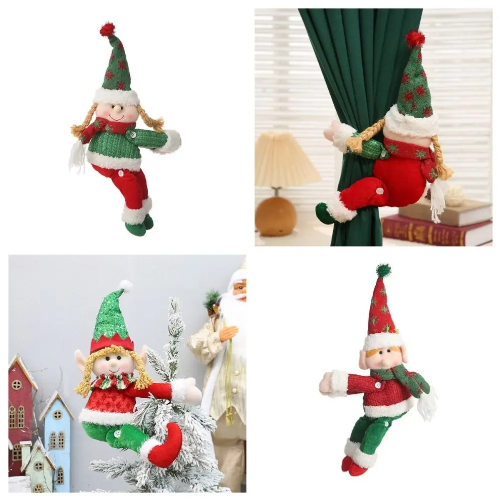 Cute Christmas Curtain Tieback Elves Doll Christmas Curtain Ties Festival Decoration Cartoon Curtain Buckle Festival Party