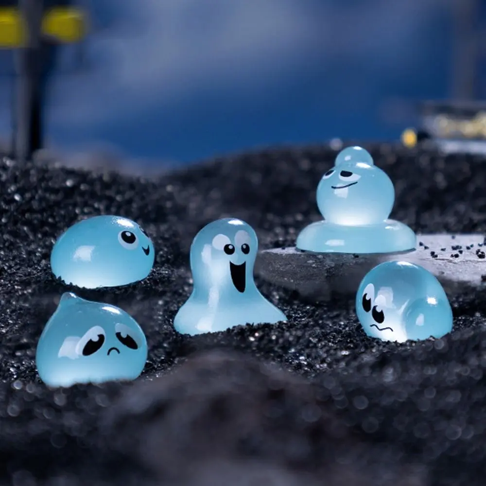 50pcs Cartoon Halloween Luminous Water Elf Figurine Resin Crafts Cute Mini Water Elf Ornament DIY Charming Waterdrop Statue Toy