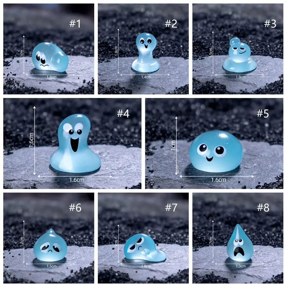 50pcs Cartoon Halloween Luminous Water Elf Figurine Resin Crafts Cute Mini Water Elf Ornament DIY Charming Waterdrop Statue Toy